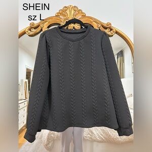 Black Cable Knit Sweater Sz L